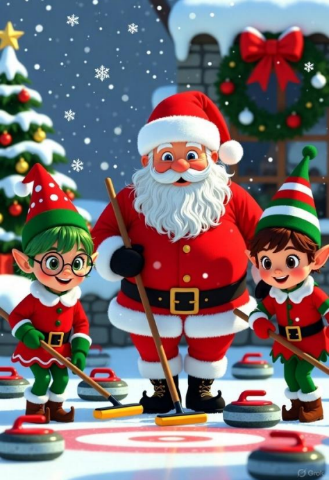 Santa and Elves Curling